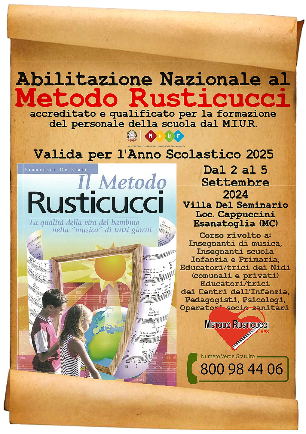 Aggiornamento per conferma abilitazione al Metodo Rusticucci – Esanatoglia (2 – 5 settembre 2024)